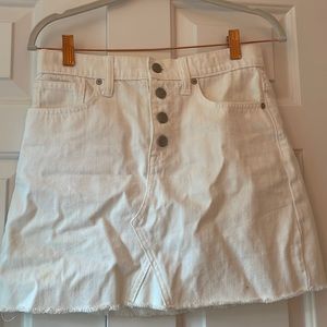 Madewell white rigid denim high rise button fly skirt